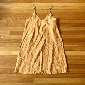 Yuvita Linens Orange 100% Flax Linen Summer Vacation Slip Tank Sundress Medium